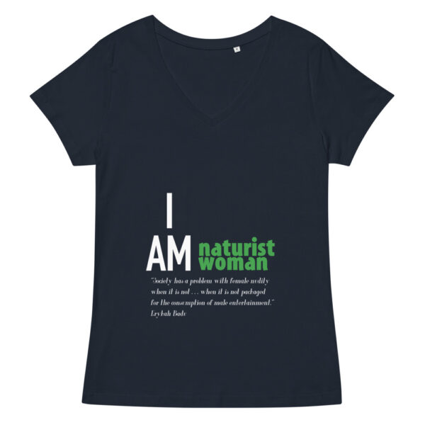i am naturist woman fitted v-neck t-shirt - Image 2