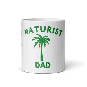 Naturist Dad White glossy mug