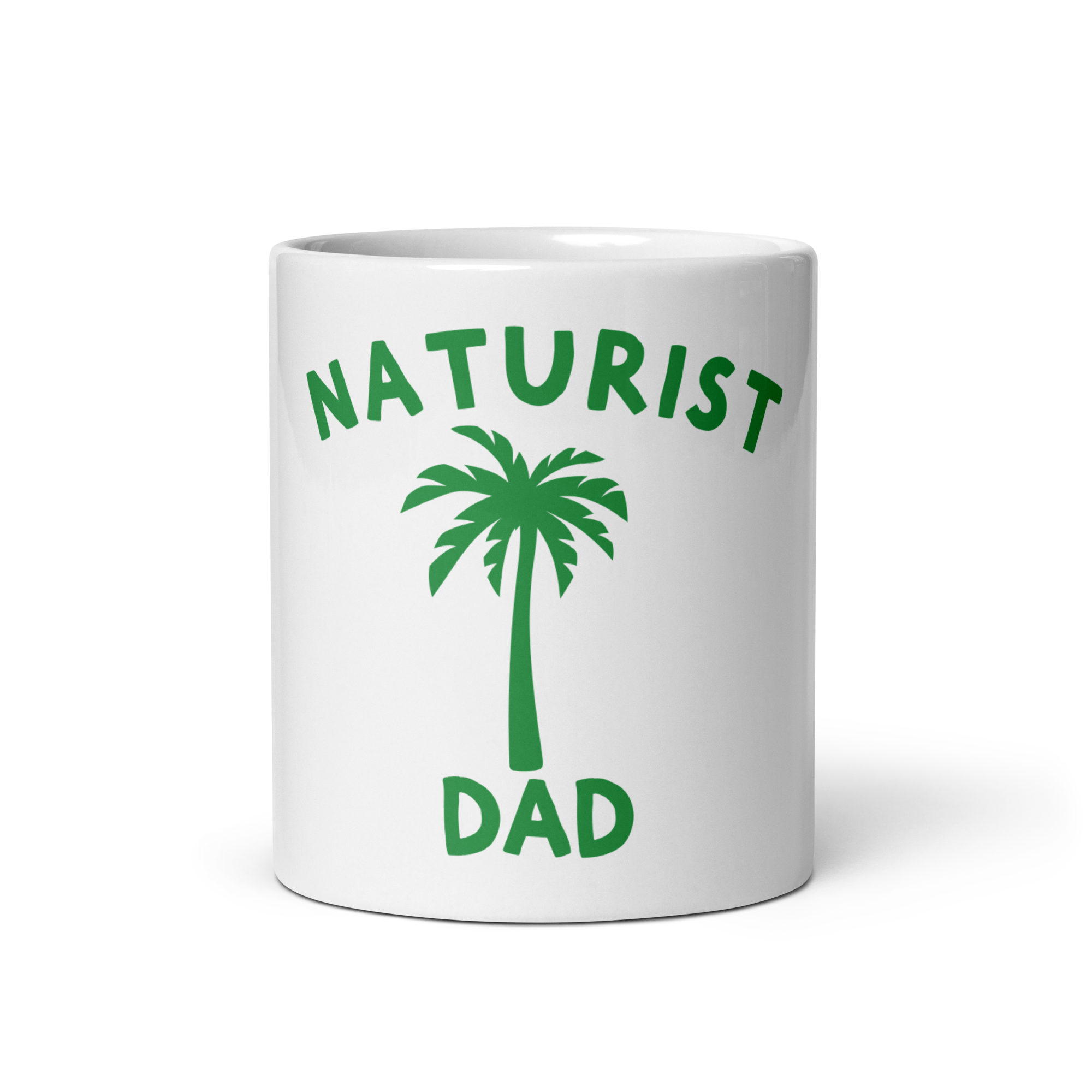 Naturist Dad White glossy mug
